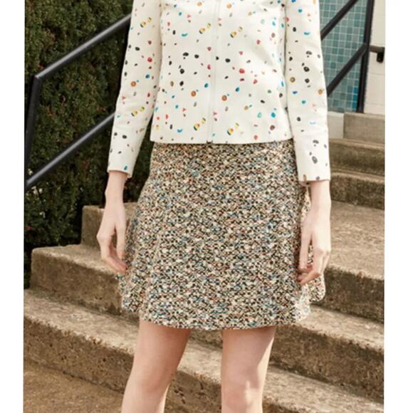 Akris Punto Flounced Static Tweed Skirt Multi Size 4 - Picture 1 of 6